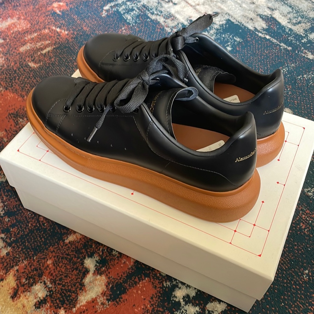Alexander McQueen MEN shoes size 11 U.S / 44 EU. Black & Cedar Orange